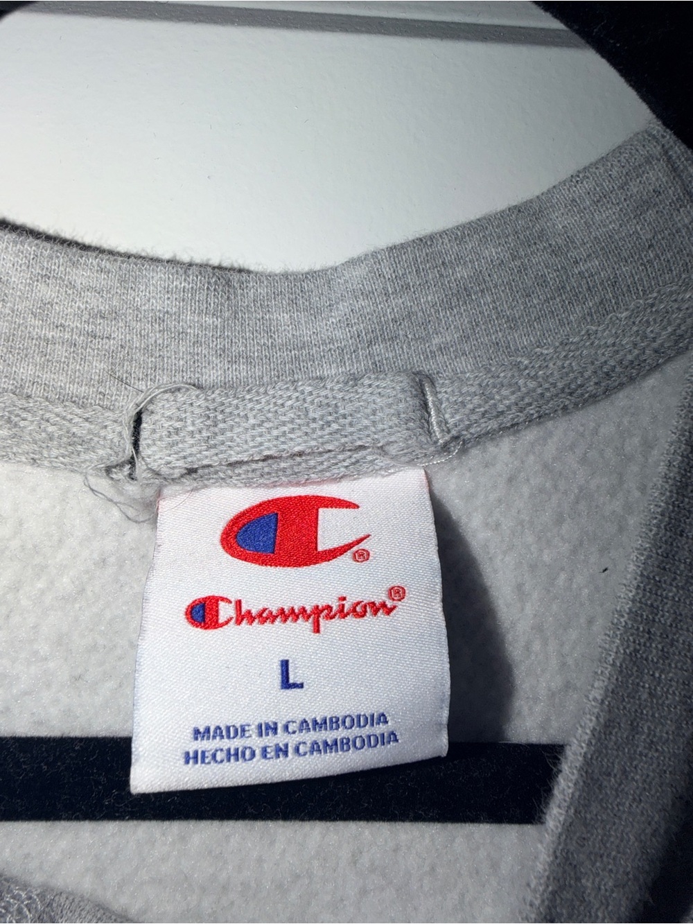 Champion Light Gray Terry Sweatshirt and Matching Athletic Shorts, Size L/M - Picture 9 of 14